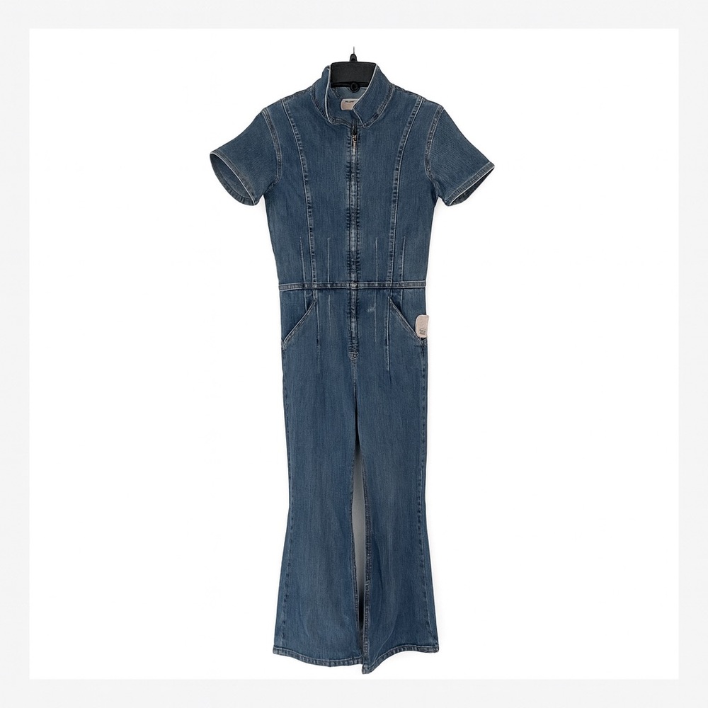 We The Free/Free People Denim Short Sleeve Zip Front Jumpsuit